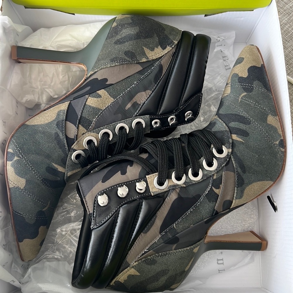GIANNI BINI BOOTIES 9.5 camouflage, suede - Picture 8 of 12